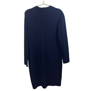 St. John Collection Navy Blue Long‎ Sleeve Knit Sheath Dress  Size 10